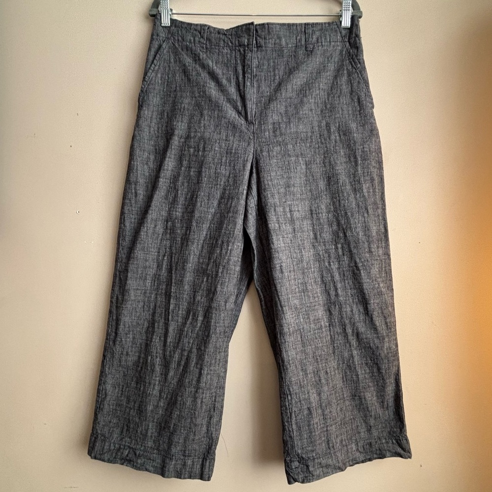 Reitmans Sz 12 Cotton Wide Leg Cropped Pants Heathered Gray - Picture 2 of 11
